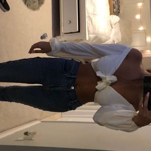 white long sleeve cropped top